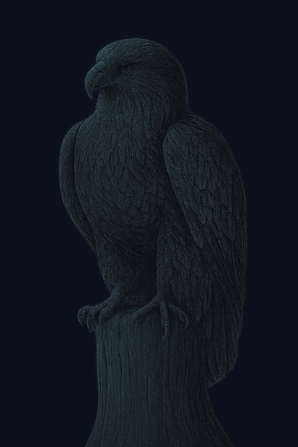 Engraved eagle, watchful on its perch